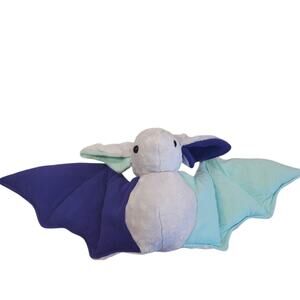 Handmade Weighted Bat Plush Blue Aqua 19" Wingspan